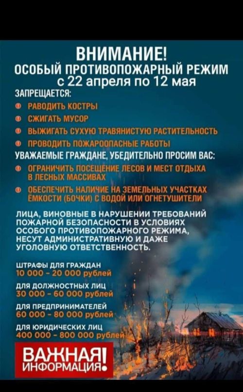 Вводится особый противопожарный режим
