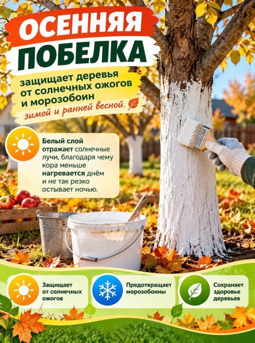 Побелка деревьев осенью: зачем, какие белить и как приготовить раствор