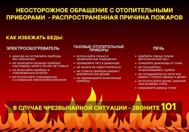 Начинается отопительный сезон: жителям Новошешминского района напоминают о правилах пожарной безопасности