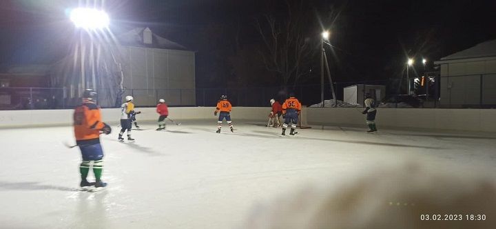 Очередной товарищеский матч хоккейных команд района состоялся на хоккейной площадке в селе Новошешминск