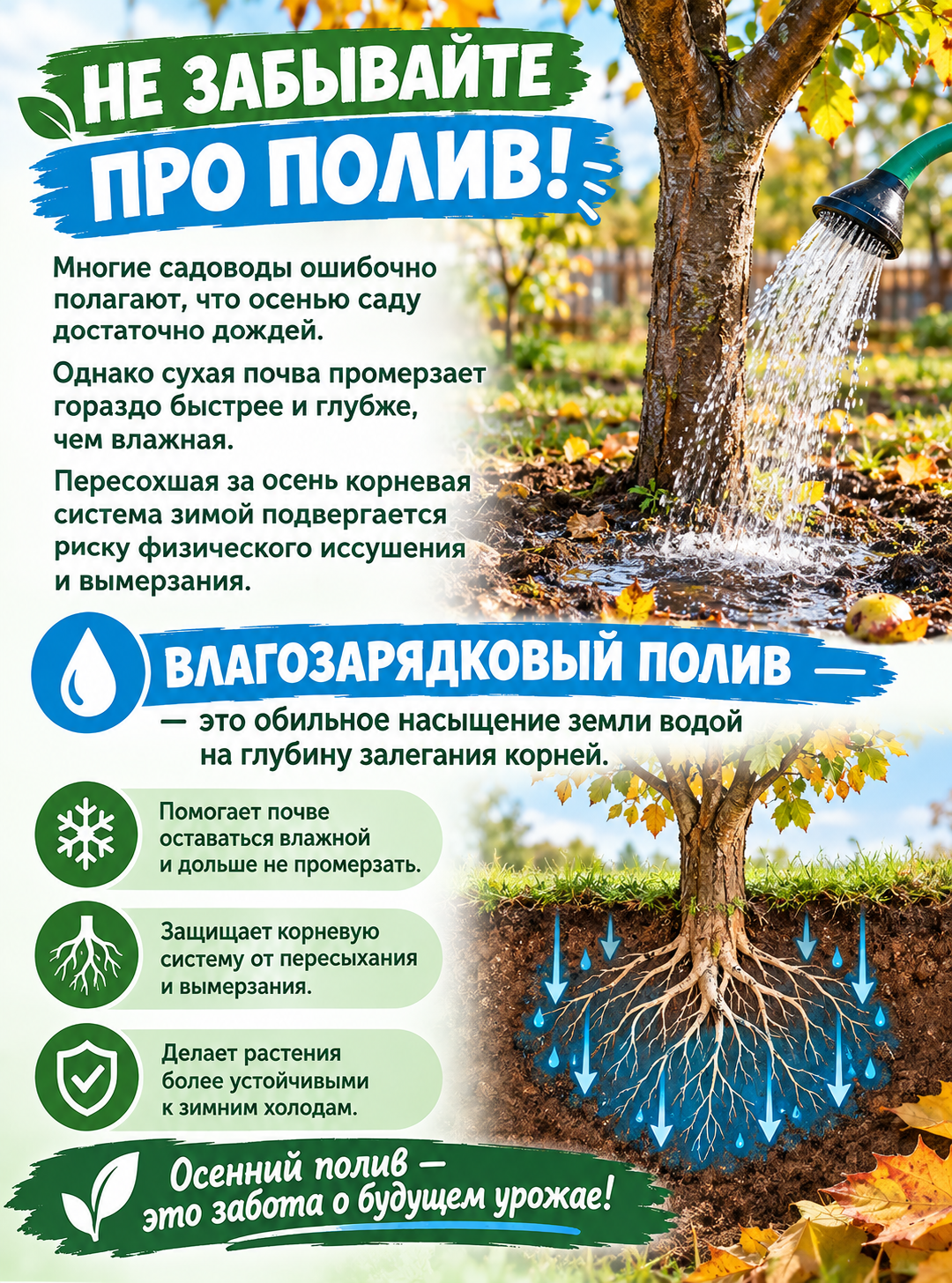 Влагозарядковый полив: спасаем корни от вымерзания