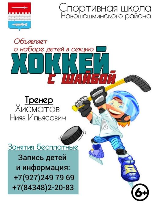 Спортивная школа Новошешминского района объявляет об открытии набора на секцию по хоккею с шайбой!
