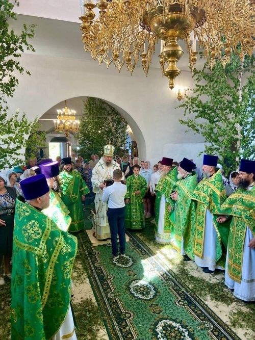 В Духов день в Новошешминском Троицком храме службу провел епископ Пахомий
