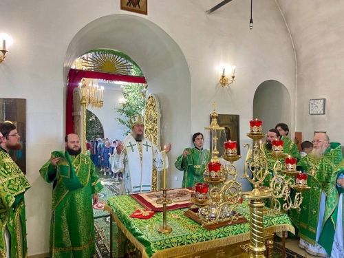 В Духов день в Новошешминском Троицком храме службу провел епископ Пахомий