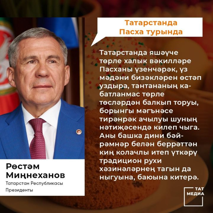 Татарстан Республикасы Президенты Р.Н. Миңнехановның Пасха бәйрәме уңаеннан КОТЛАВЫ