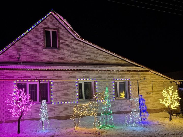 В селе зажглось! Семья Ильдуловых создала новогоднюю сказку у своего дома