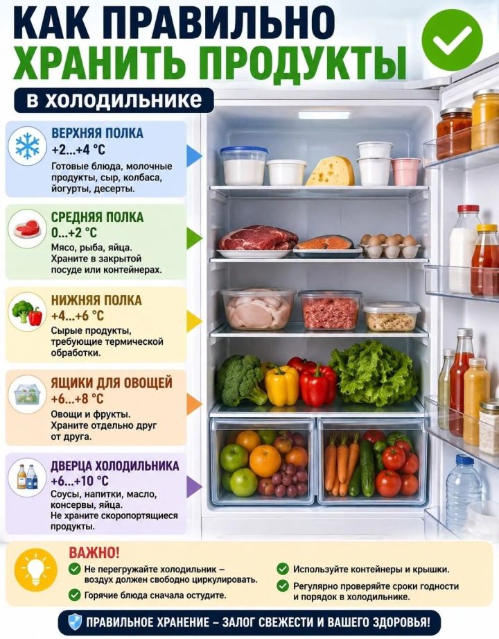 Как правильно хранить продукты в холодильнике